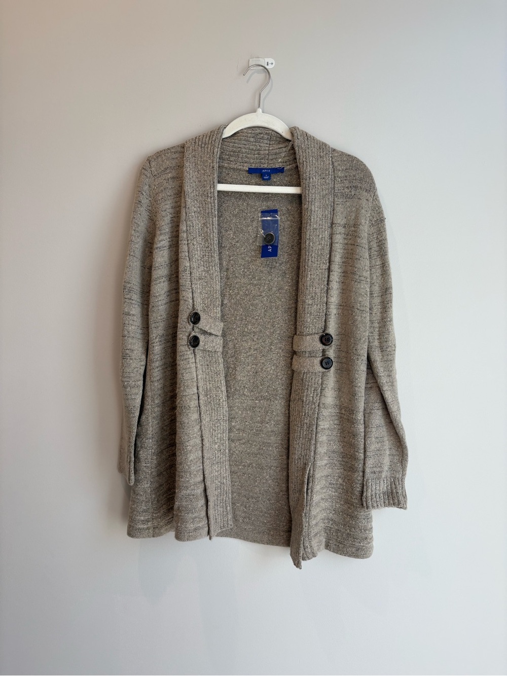 Apt. 9 Open-Front Shawl Collar Cardigan in Light Taupe